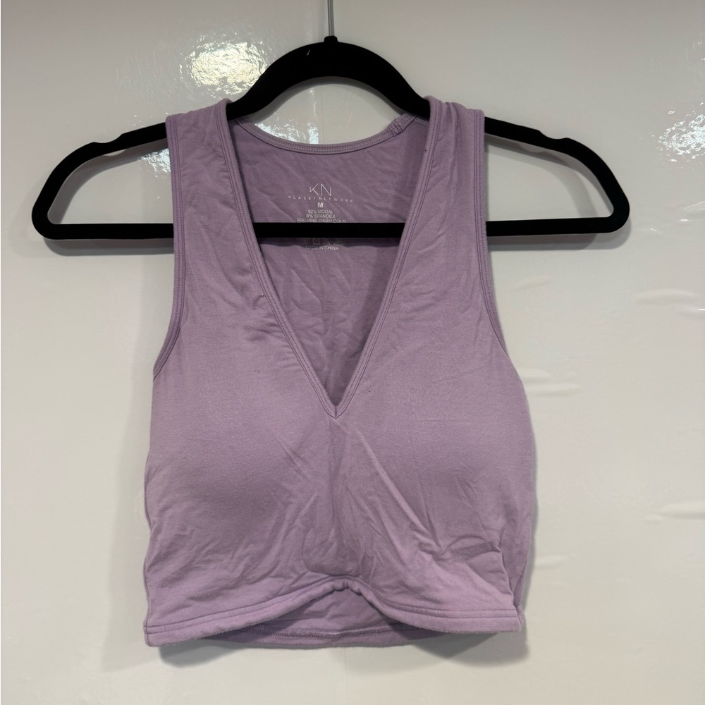 Purple low cut Klassy Network crop‎ top